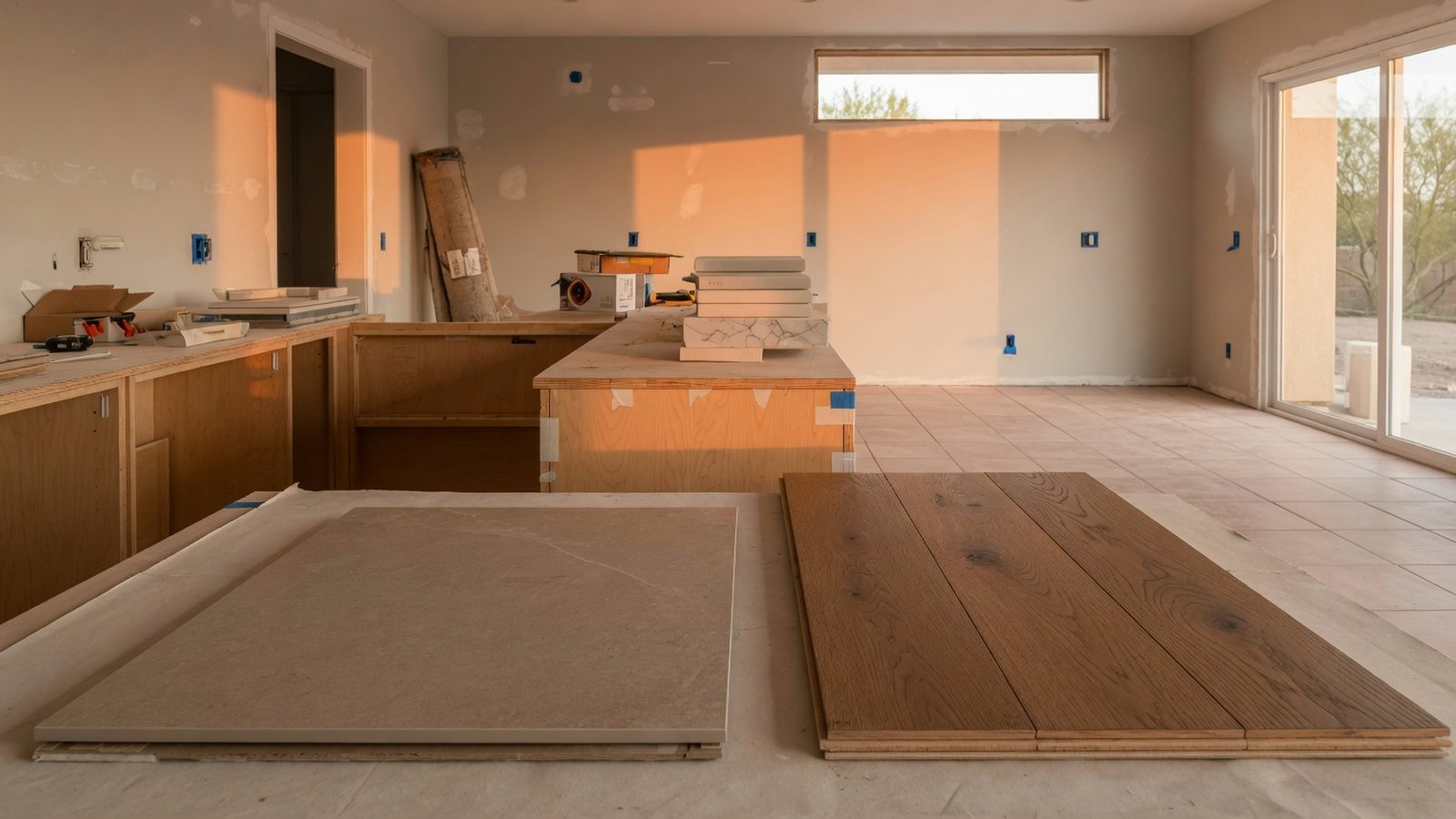 Flooring and tile material details staged for a Gilbert home remodel